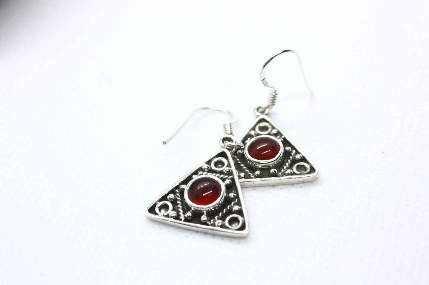 Carnelian Triangle Sterling Silver Earrings kraftymother.com