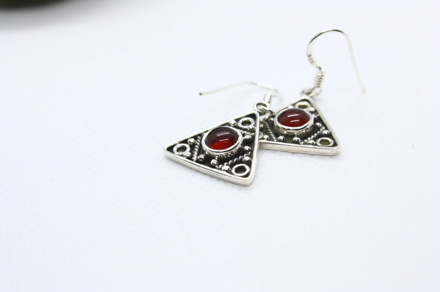 Carnelian Triangle Sterling Silver Earrings kraftymother.com