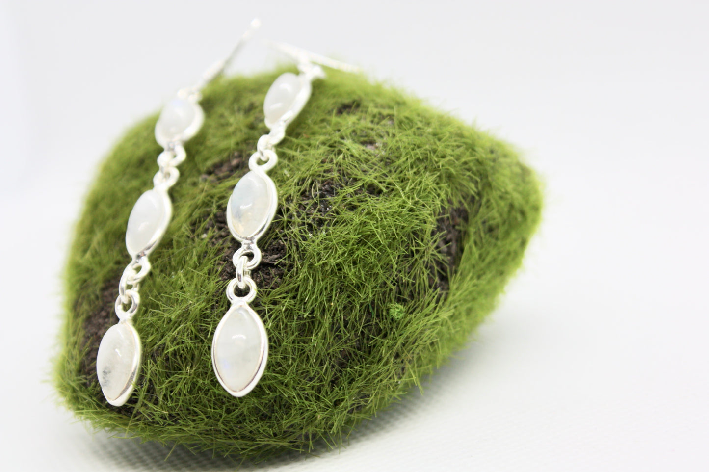 Rainbow Moonstone Sterling Silver Earrings kraftymother.com