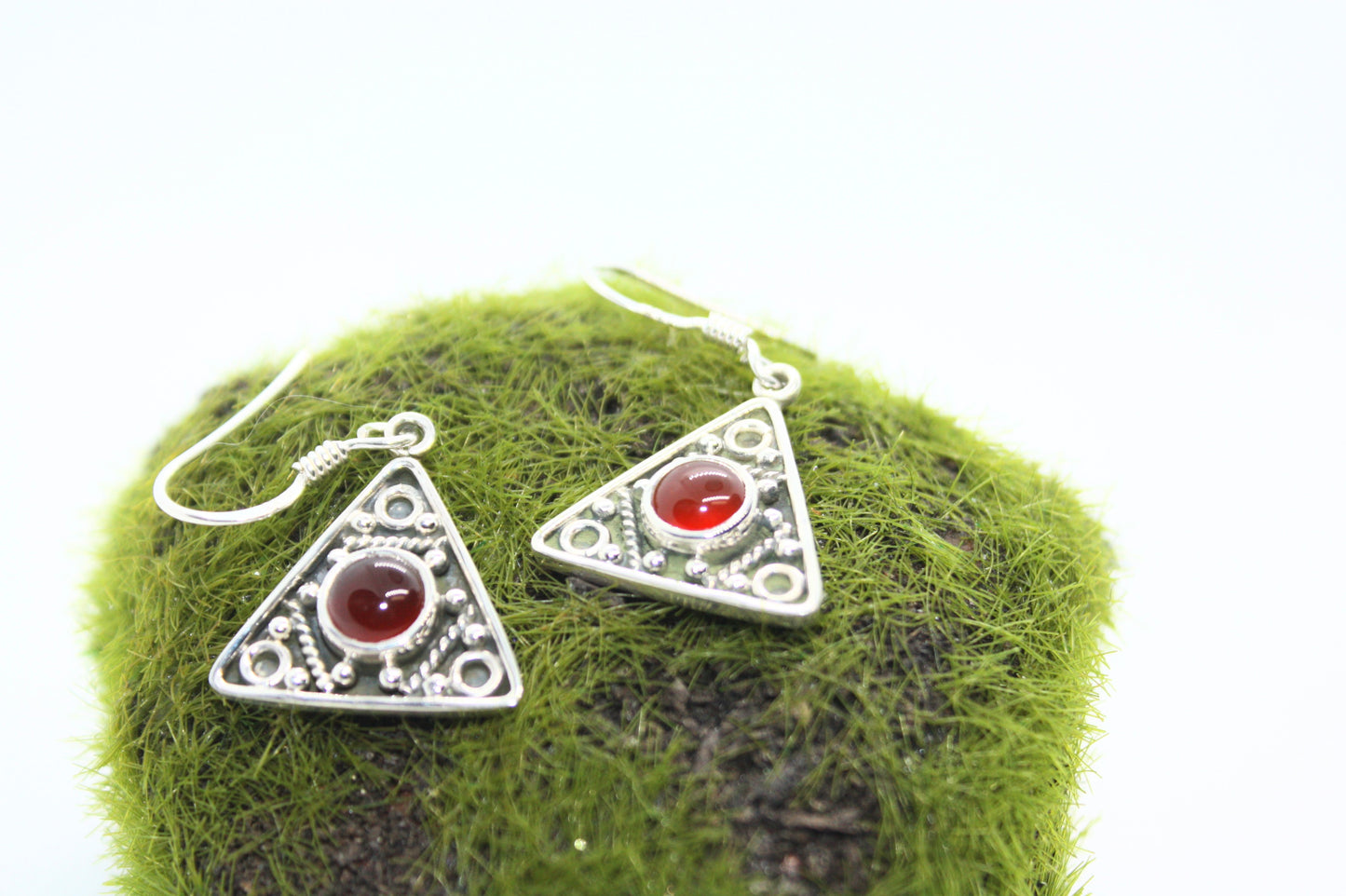 Carnelian Triangle Sterling Silver Earrings kraftymother.com