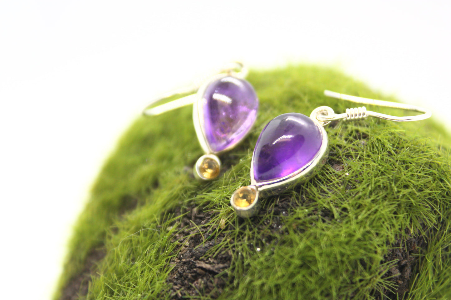 Amethyst and Citrine Sterling Silver Earrings