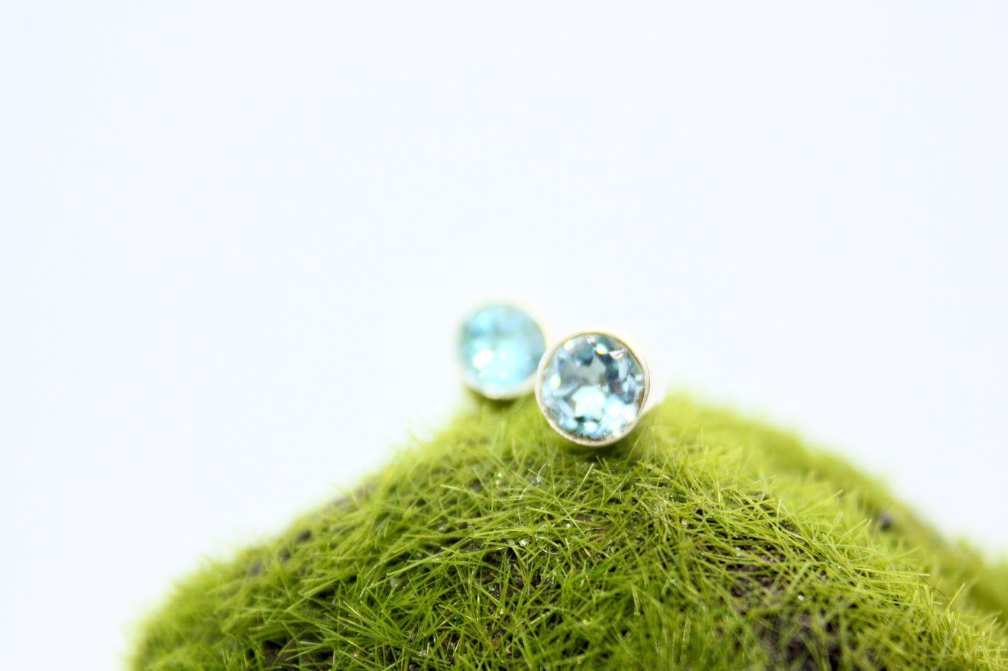 Blue Topaz Stud Sterling Silver Earrings