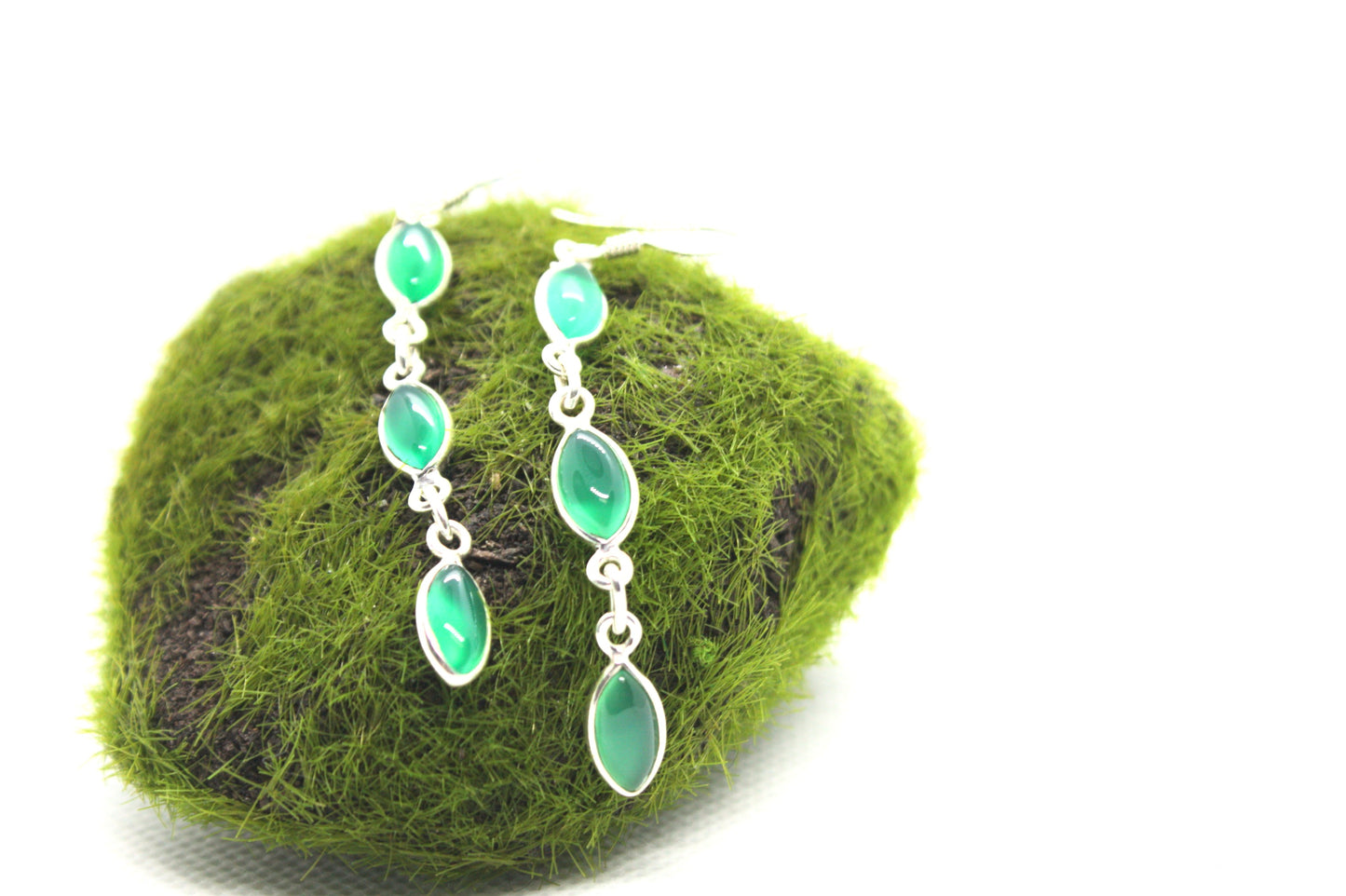 Green Onyx Sterling Silver Earrings kraftymother.com
