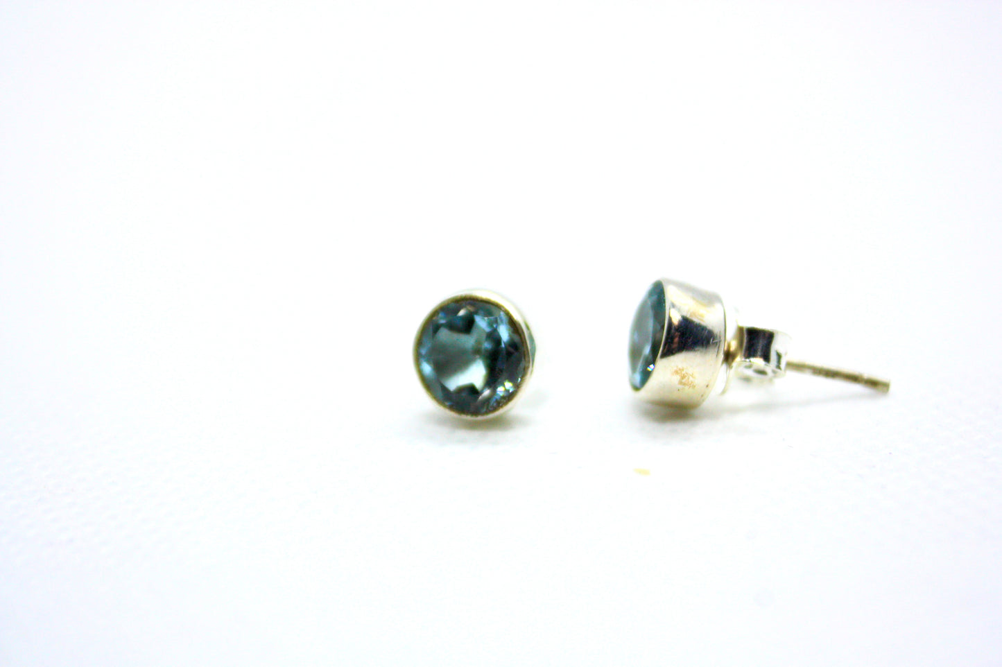 Blue Topaz Stud Sterling Silver Earrings
