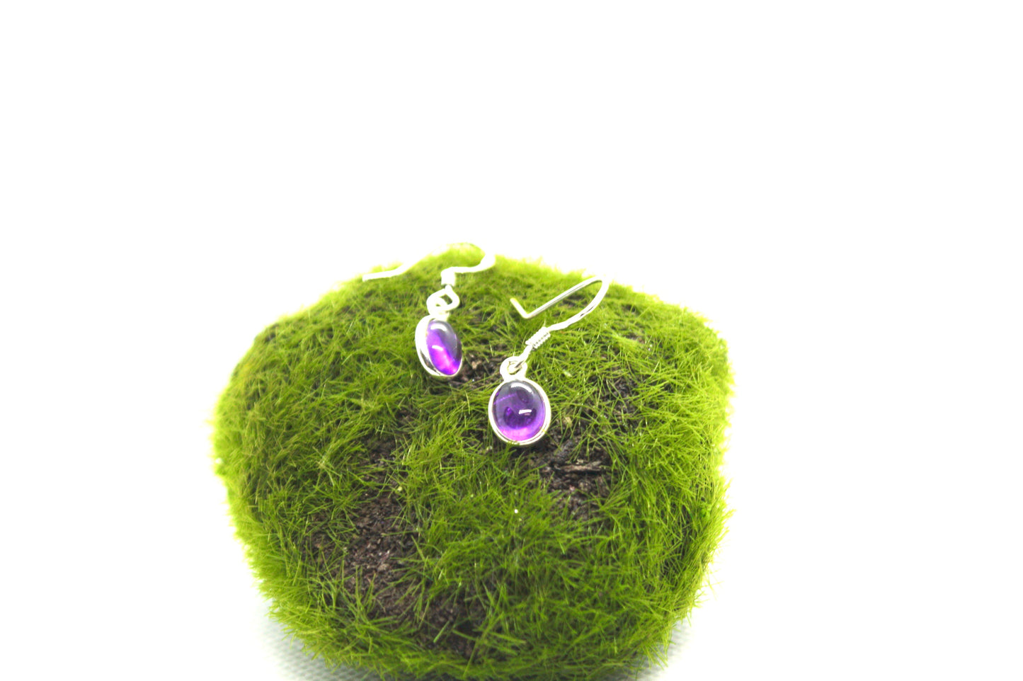 Amethyst Sterling Silver Earrings 1"