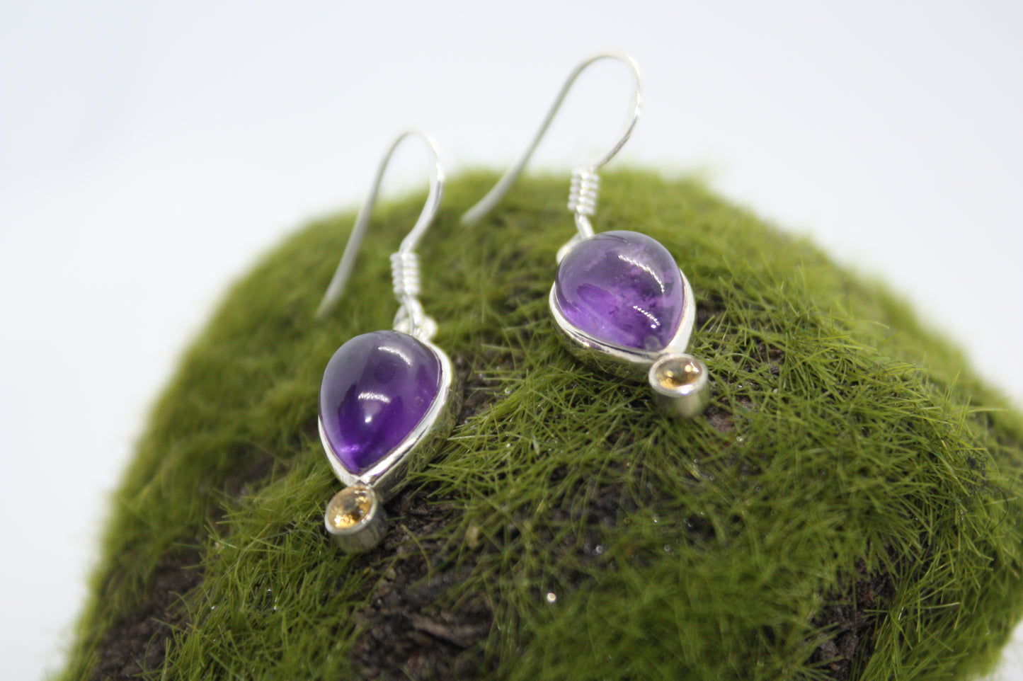 Amethyst and Citrine Sterling Silver Earrings