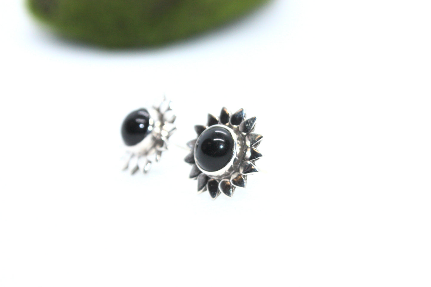 Black Onyx Sun Sterling Silver Earrings