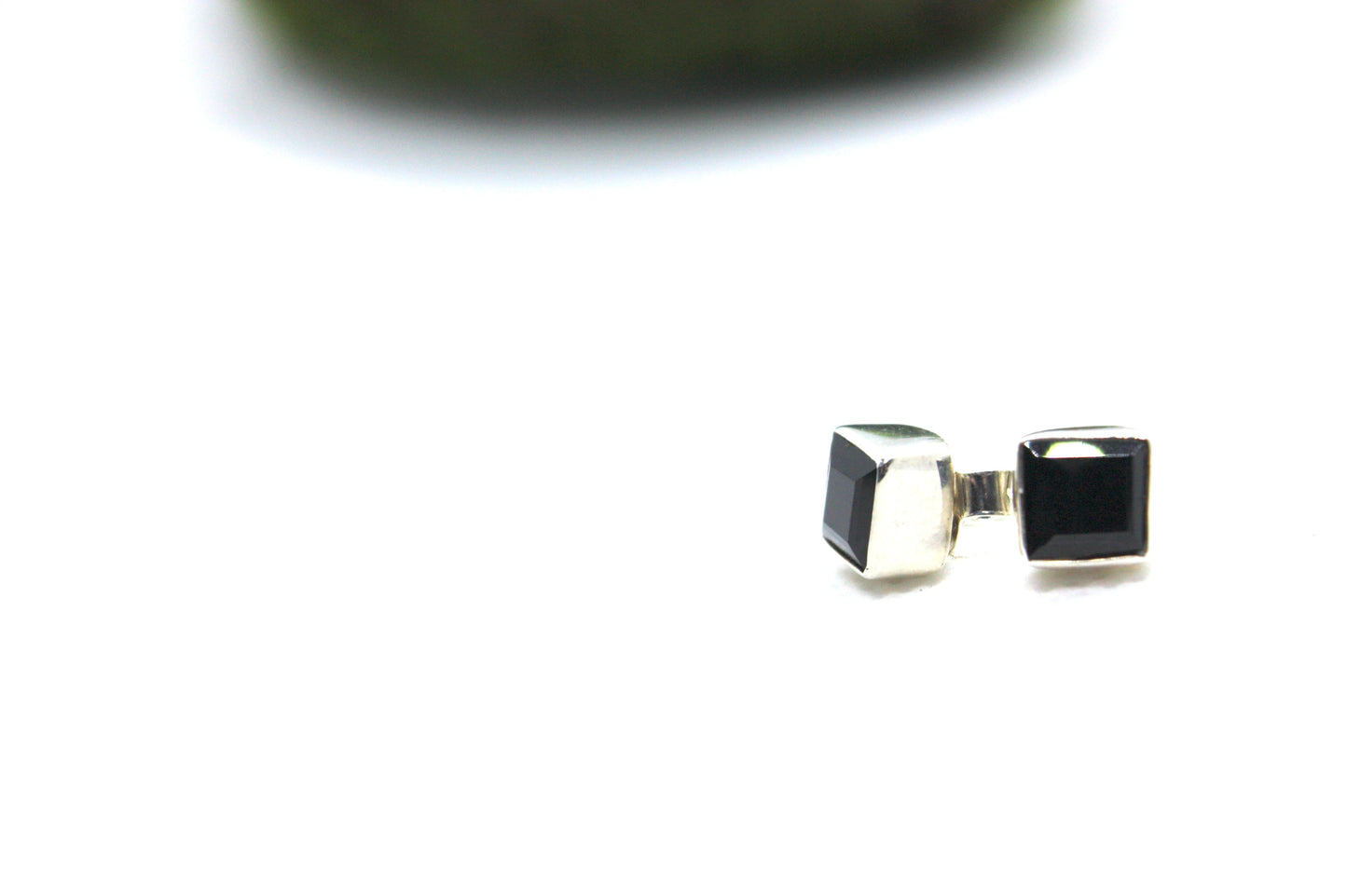 Black Onyx Sterling Silver Earrings 0.3" kraftymother.com