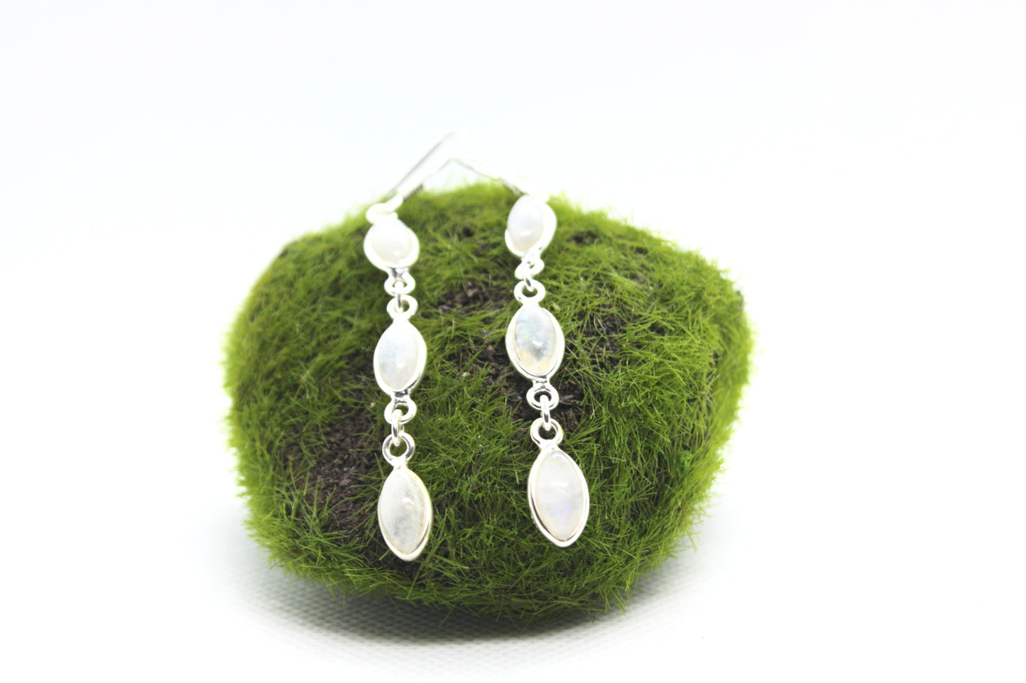 Rainbow Moonstone Sterling Silver Earrings kraftymother.com