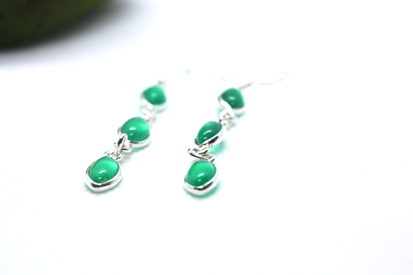 Green Onyx Sterling Silver Earrings kraftymother.com