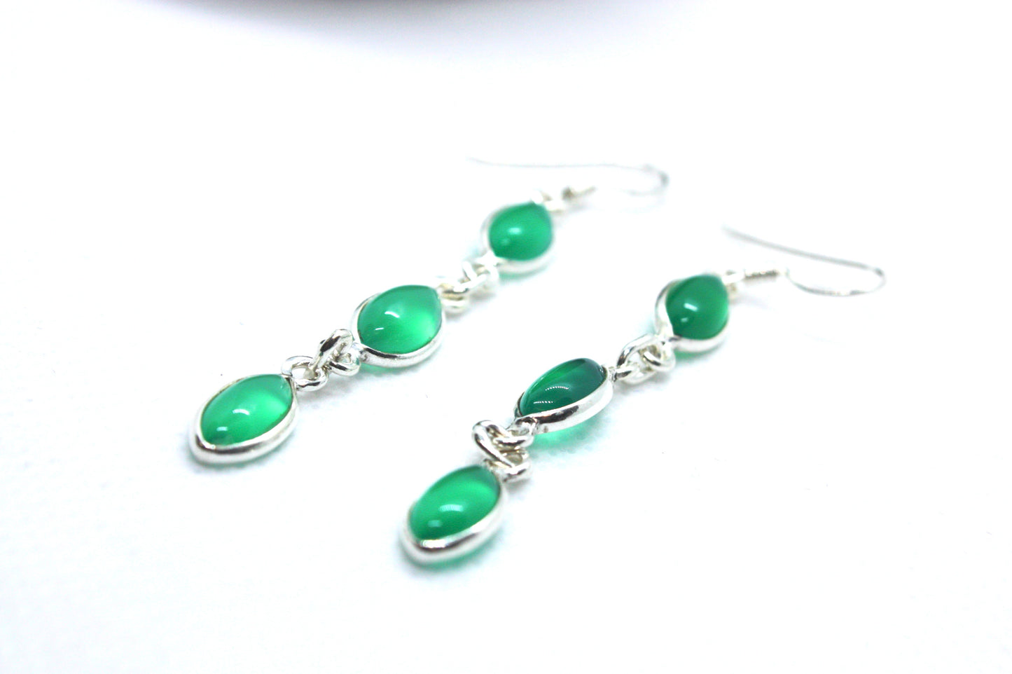 Green Onyx Sterling Silver Earrings kraftymother.com