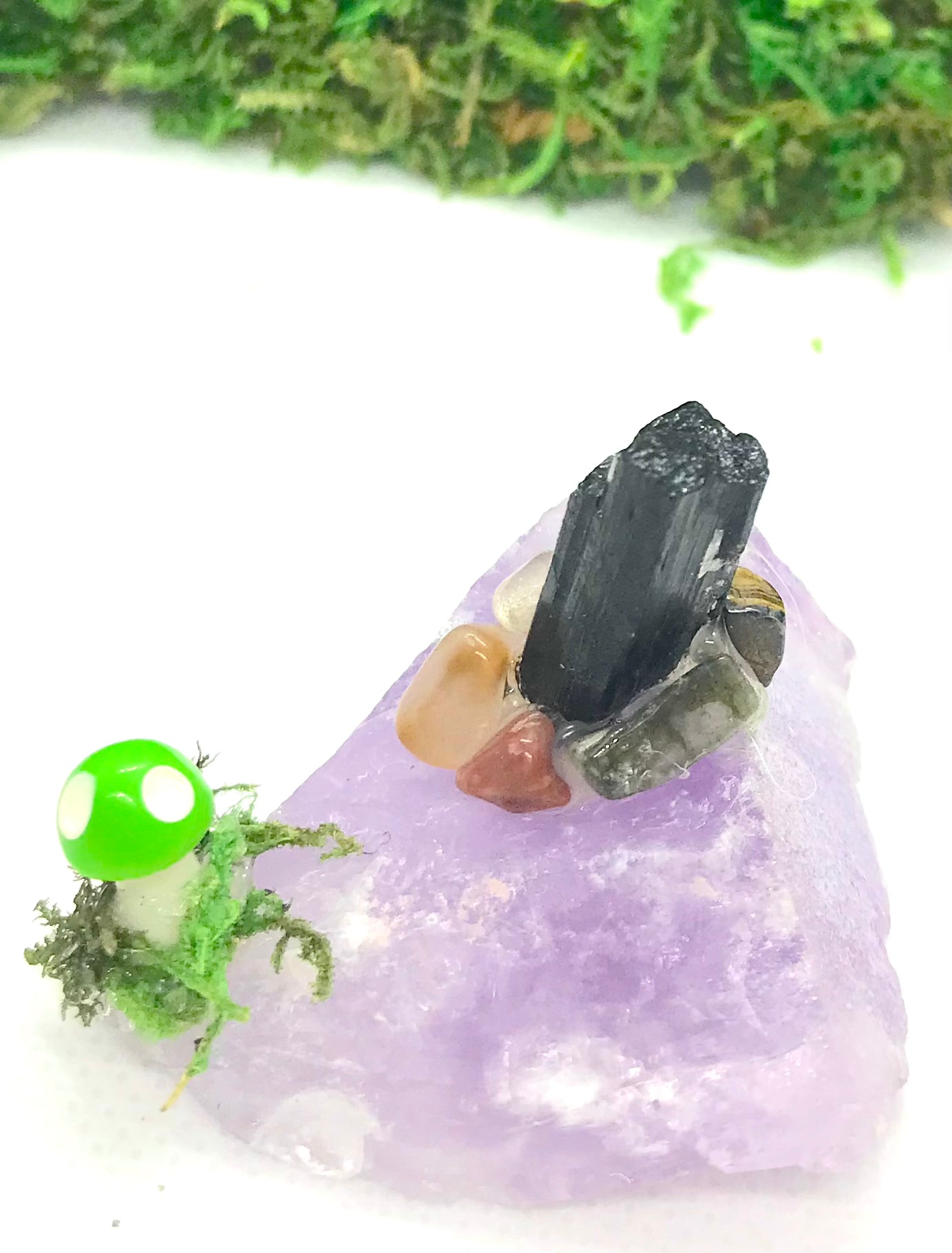 Amethyst and Black Tourmaline Ring Holder