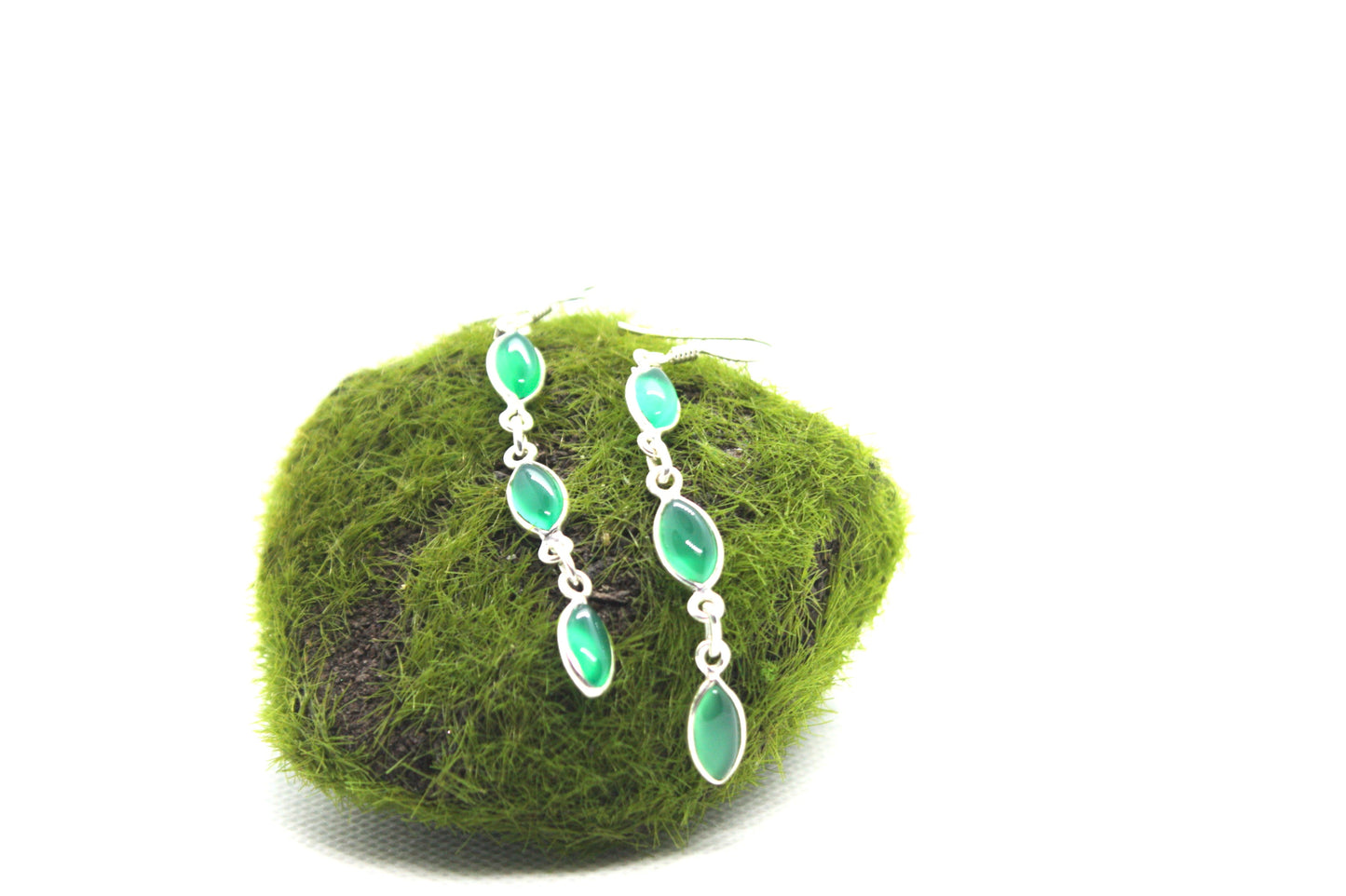 Green Onyx Sterling Silver Earrings kraftymother.com