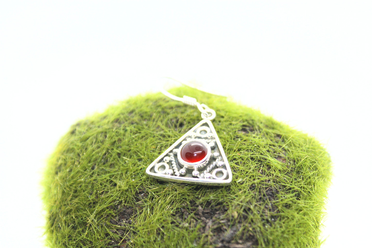 Carnelian Triangle Sterling Silver Earrings kraftymother.com