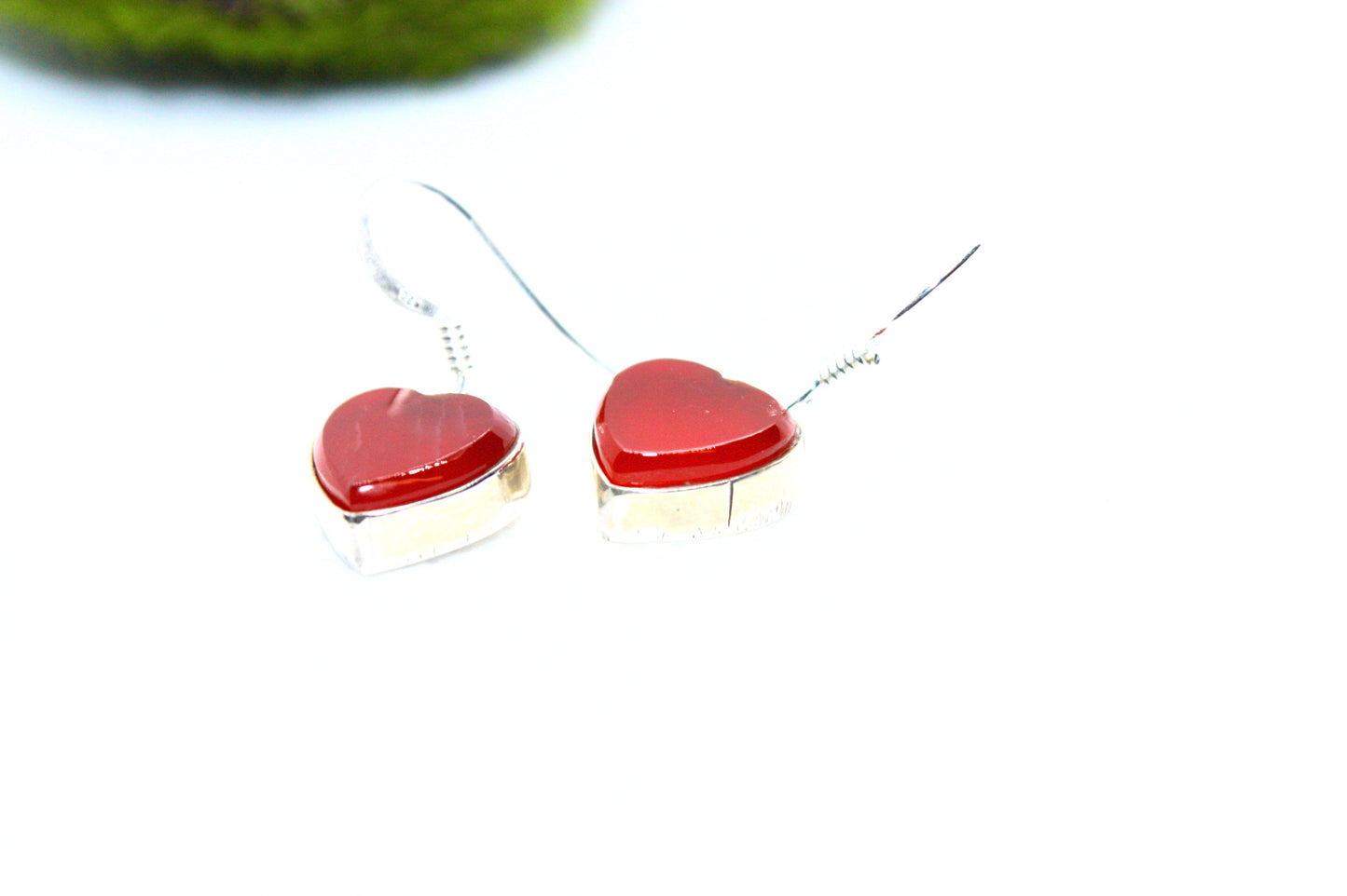 Carnelian Heart Sterling Silver Earrings. kraftymother.com