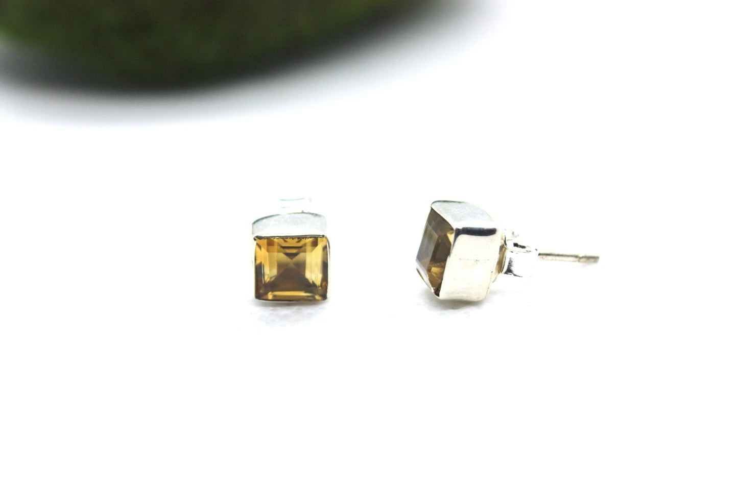 Citrine Sterling Silver Stud Earrings. kraftymother.com