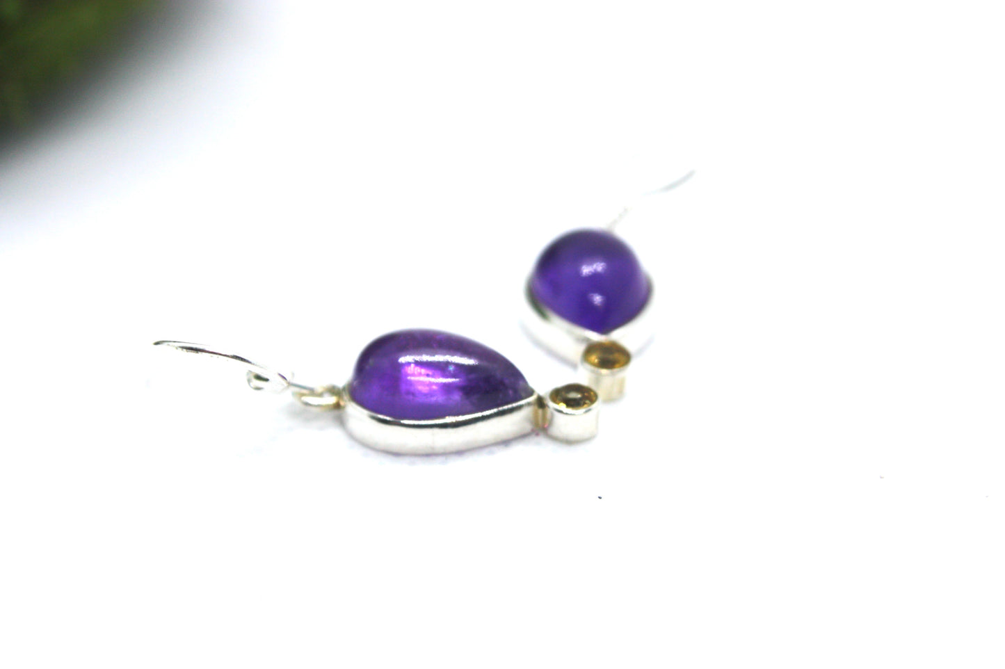 Amethyst and Citrine Sterling Silver Earrings