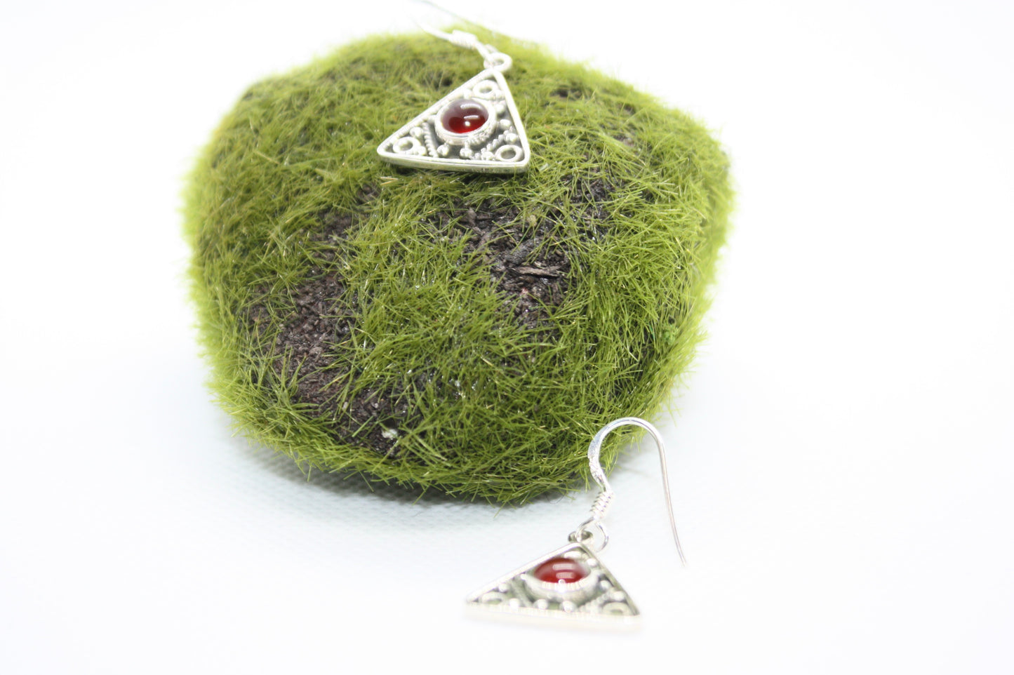 Carnelian Triangle Sterling Silver Earrings kraftymother.com