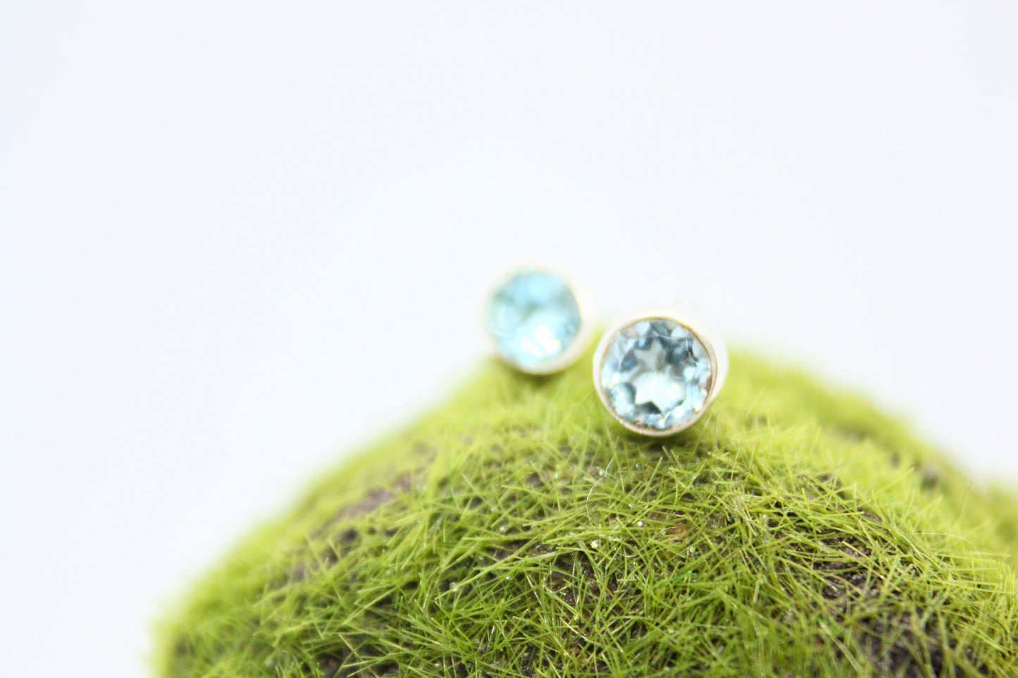 Blue Topaz Stud Sterling Silver Earrings