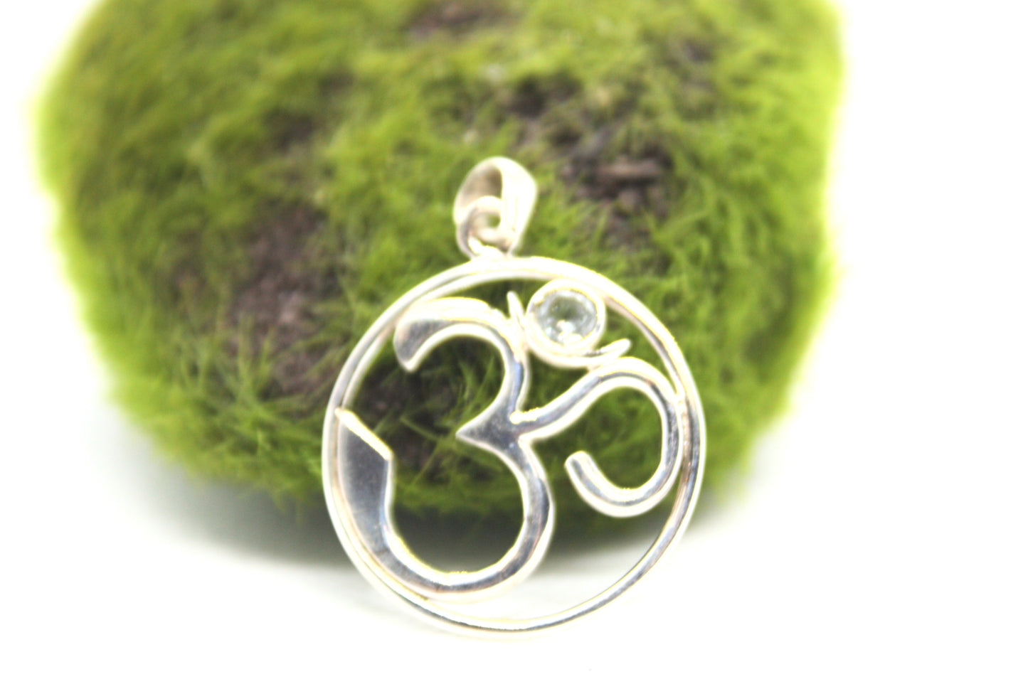 Blue Topaz Sterling Silver Om Symbol Pendant