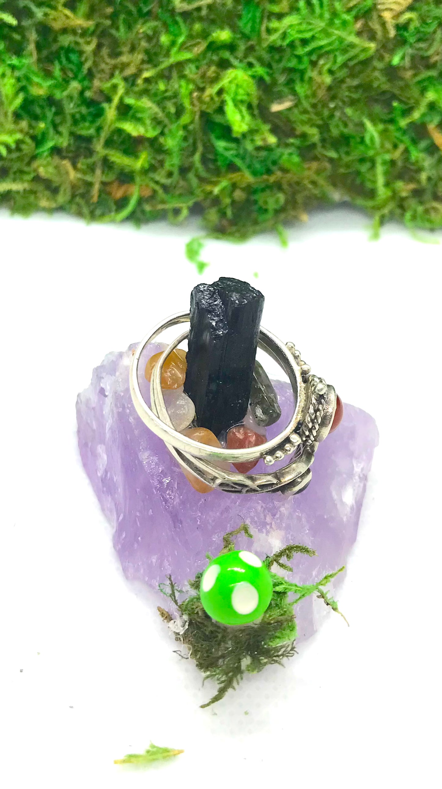 Amethyst and Black Tourmaline Ring Holder