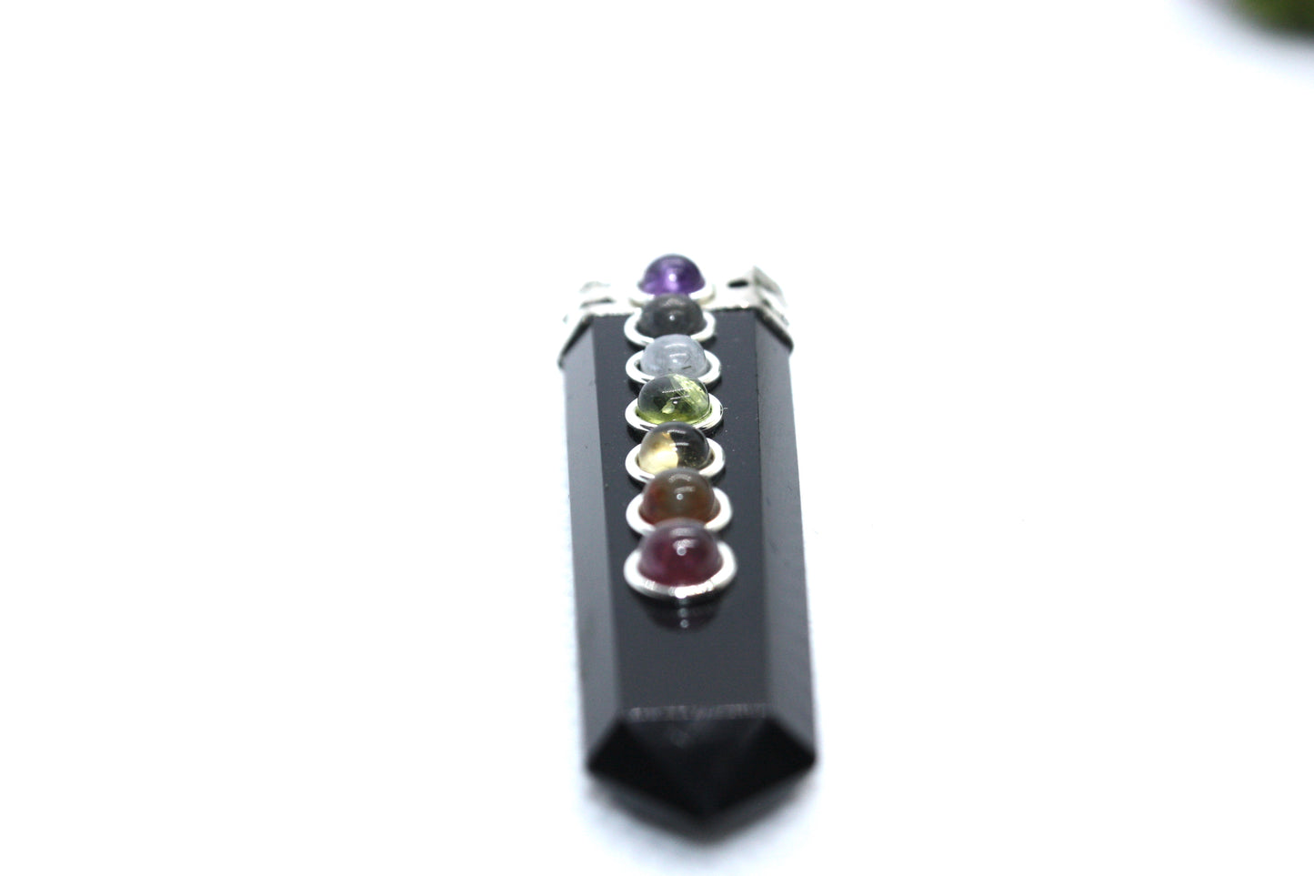 Flat Black Tourmaline Chakra Pendent