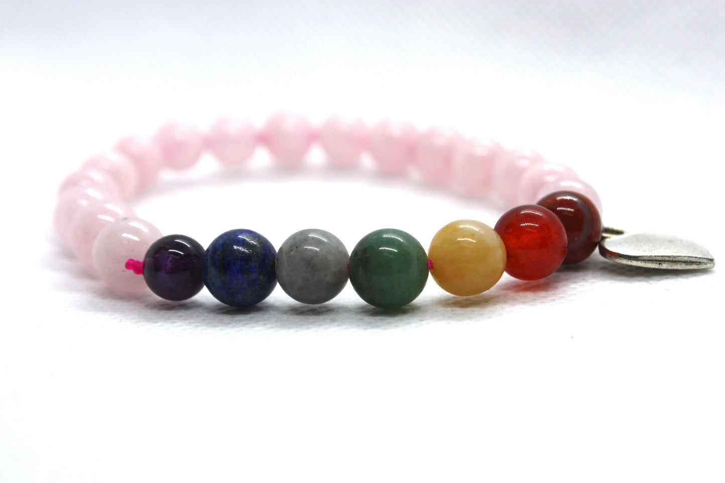 Chakra Rose quartz heart Bracelet kraftymother.com