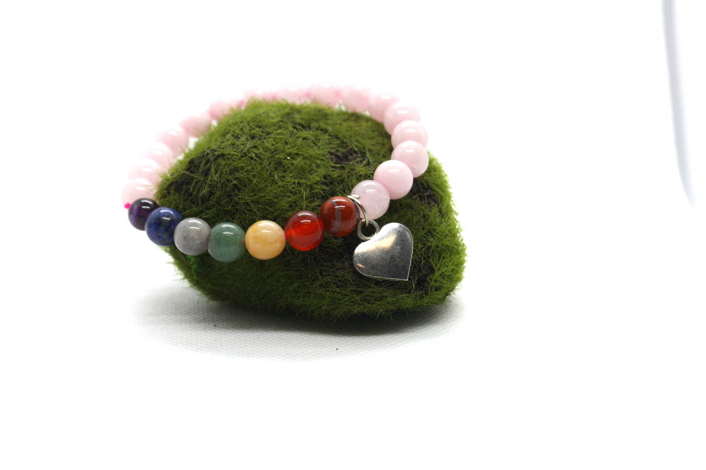 Chakra Rose quartz heart Bracelet kraftymother.com Edit alt text