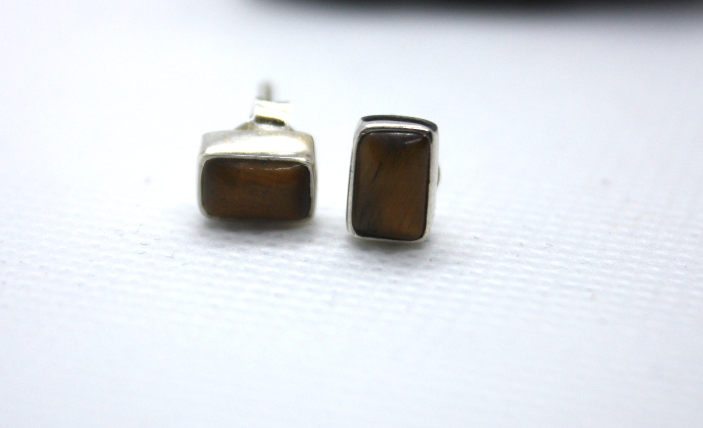 Tiger Eye Stud sterling Silver Earrings