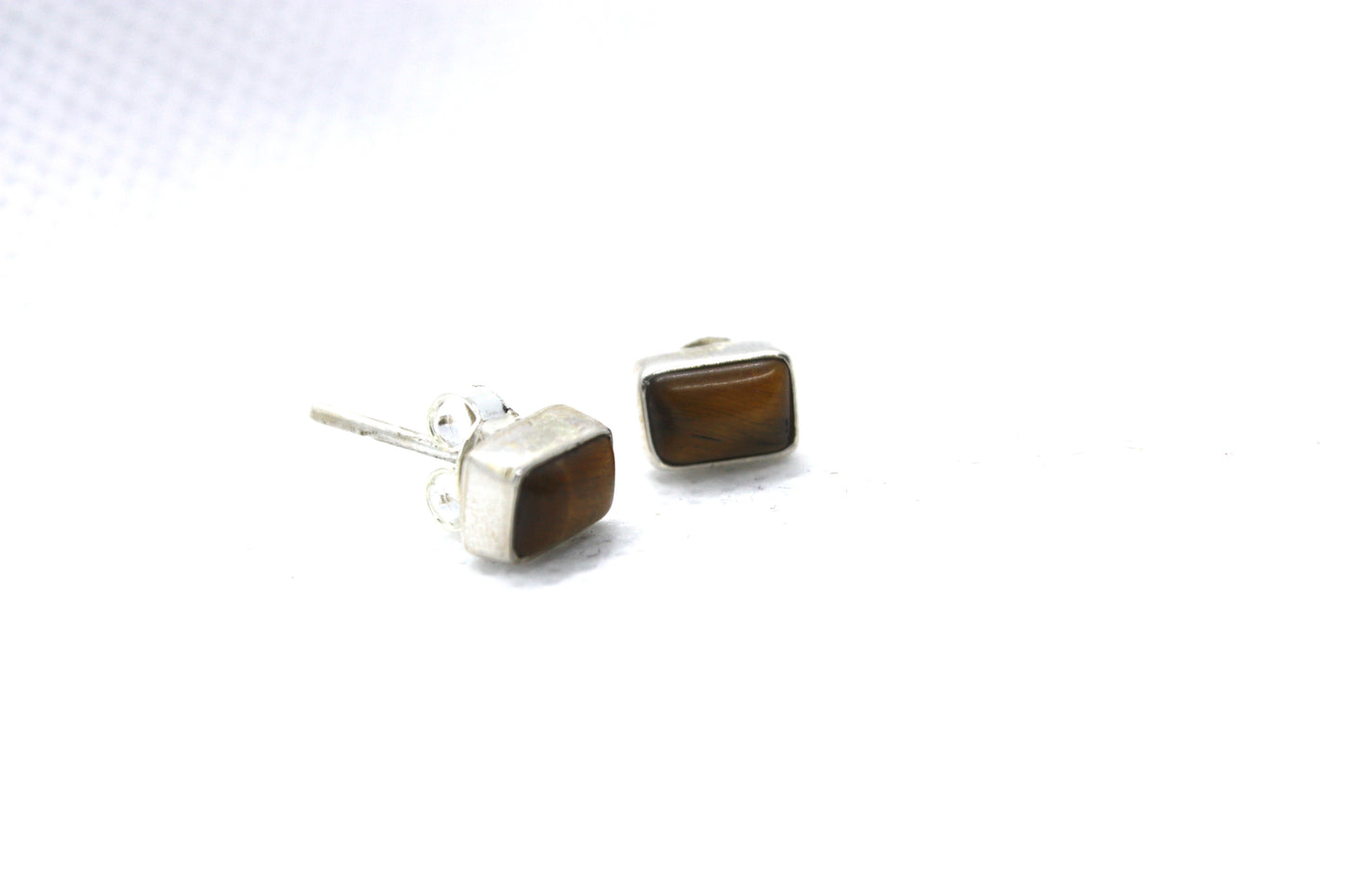 Tiger Eye Stud sterling Silver Earrings