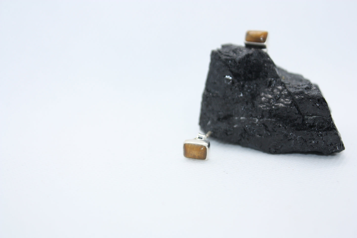 Tiger Eye Stud sterling Silver Earrings