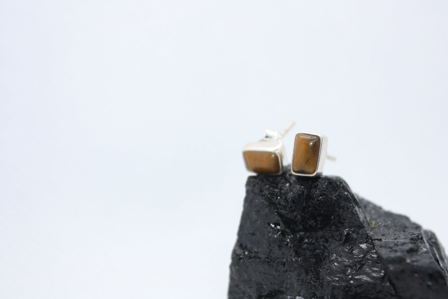 Tiger Eye Stud sterling Silver Earrings
