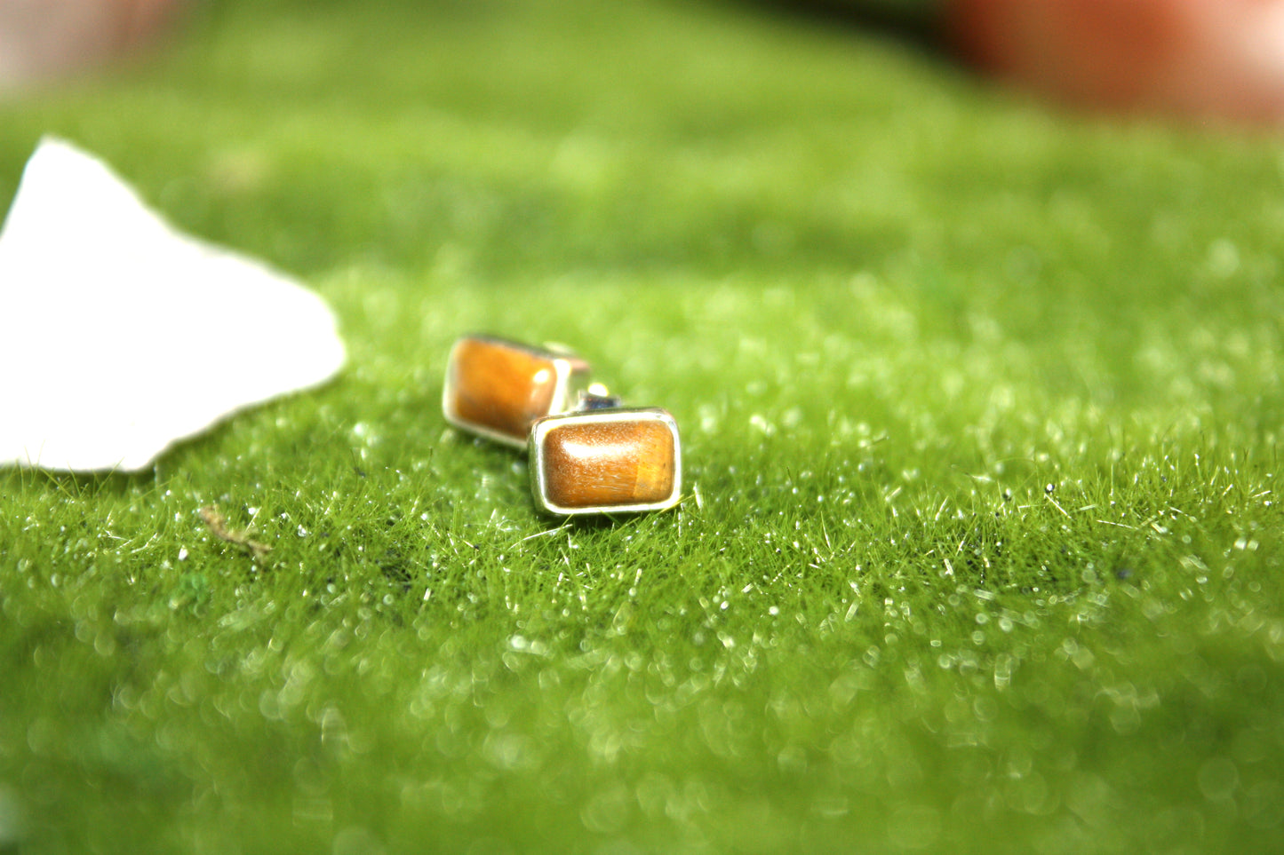 Tiger Eye Stud sterling Silver Earrings
