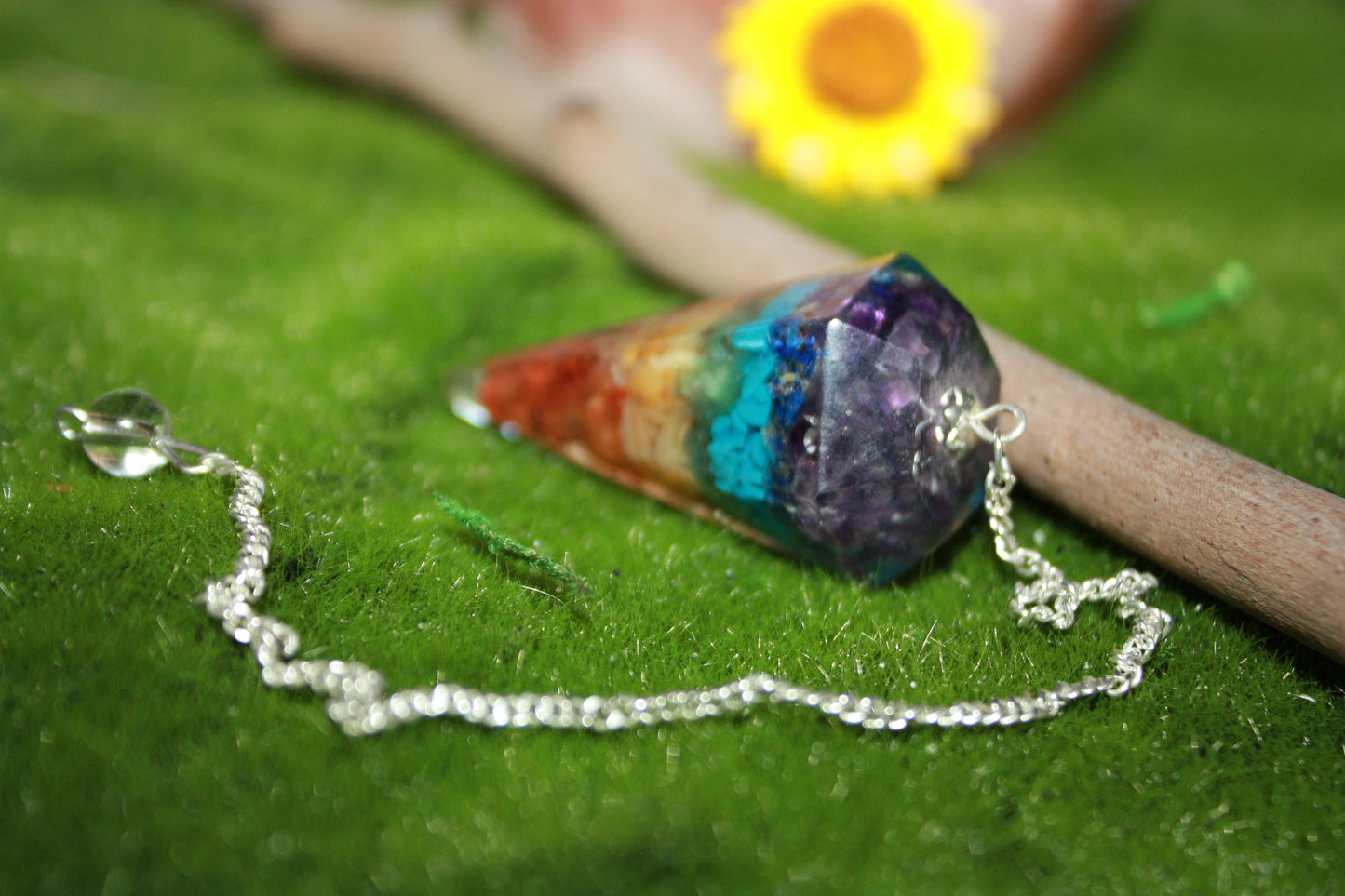 Chakra Orgaone Pendulum with Velvet Pouch kraftymother.com