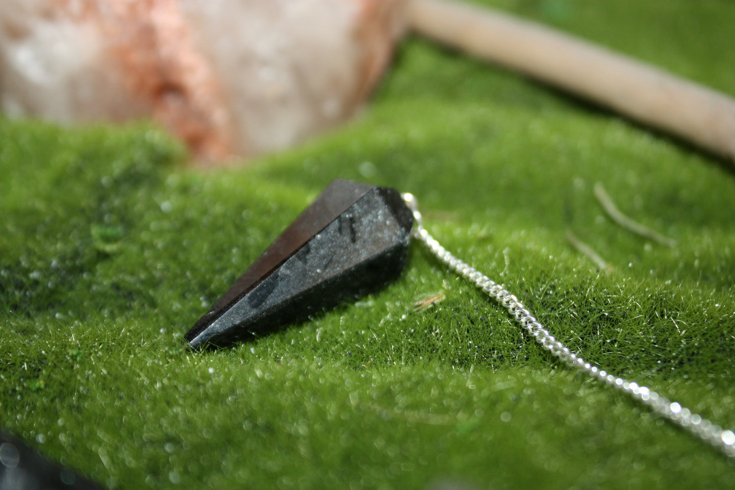 Black Tourmaline Pendulum with Velvet Pouch