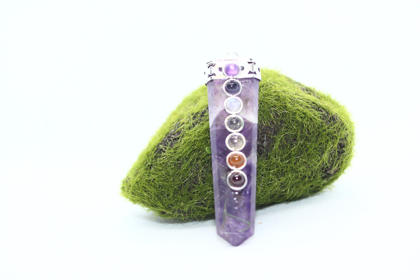 Flat Amethyst Crystal Chakra Pendant - Kraftymother.com