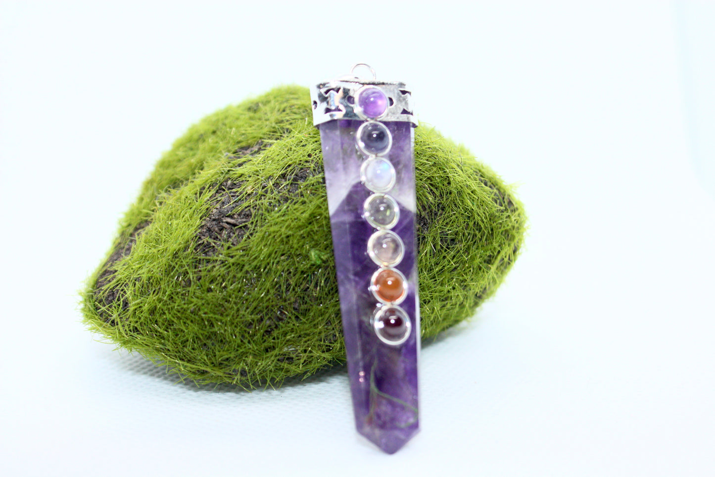 Flat Amethyst Crystal Chakra Pendant - Kraftymother.com