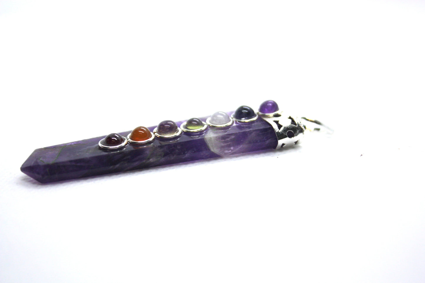 Flat Amethyst Crystal Chakra Pendant - Kraftymother.com