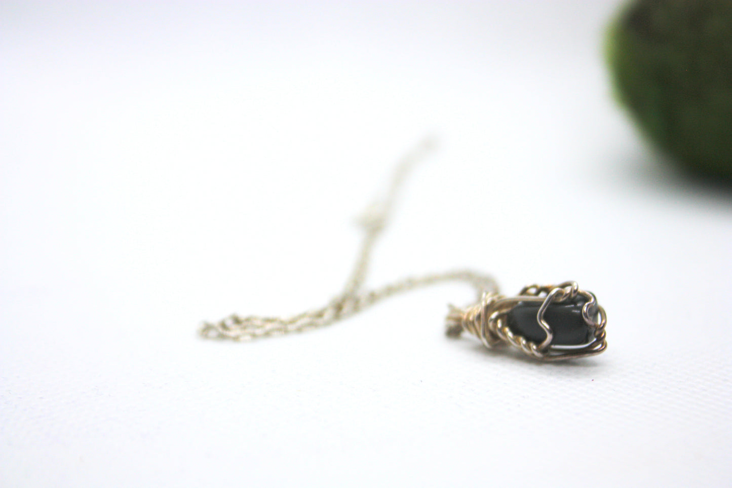 Handmade Wire Wrapped Sterling Silver Rainbow Obsidian Pendant and Necklace kraftymother.com