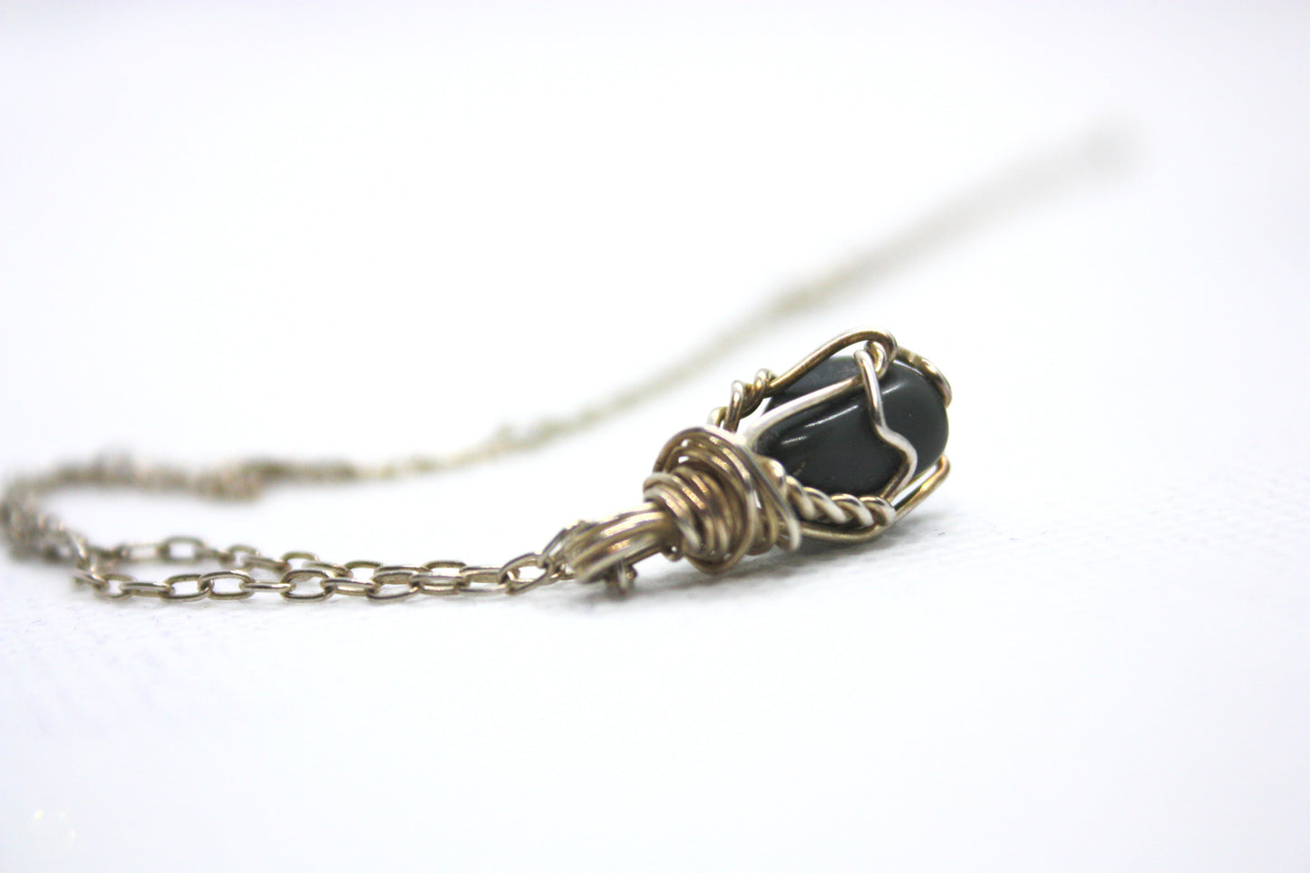 Handmade Wire Wrapped Sterling Silver Rainbow Obsidian Pendant and Necklace kraftymother.com