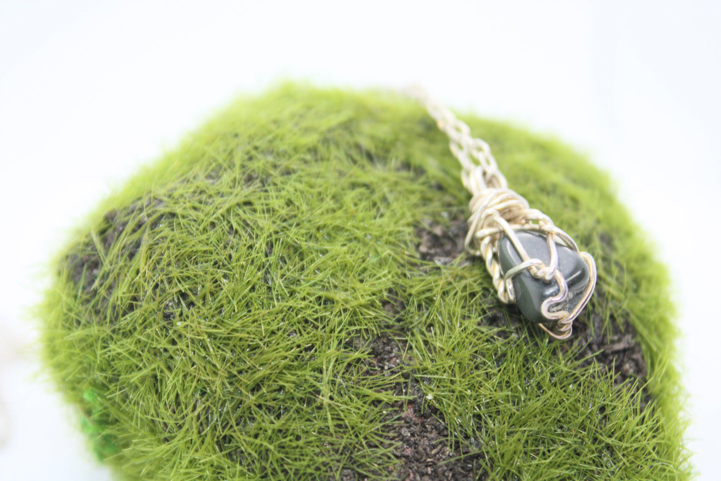 Handmade Wire Wrapped Sterling Silver Rainbow Obsidian Pendant and Necklace kraftymother.com