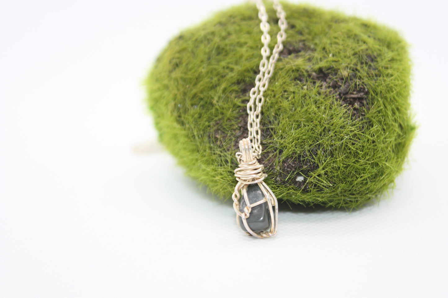Handmade Wire Wrapped Sterling Silver Rainbow Obsidian Pendant and Necklace kraftymother.com