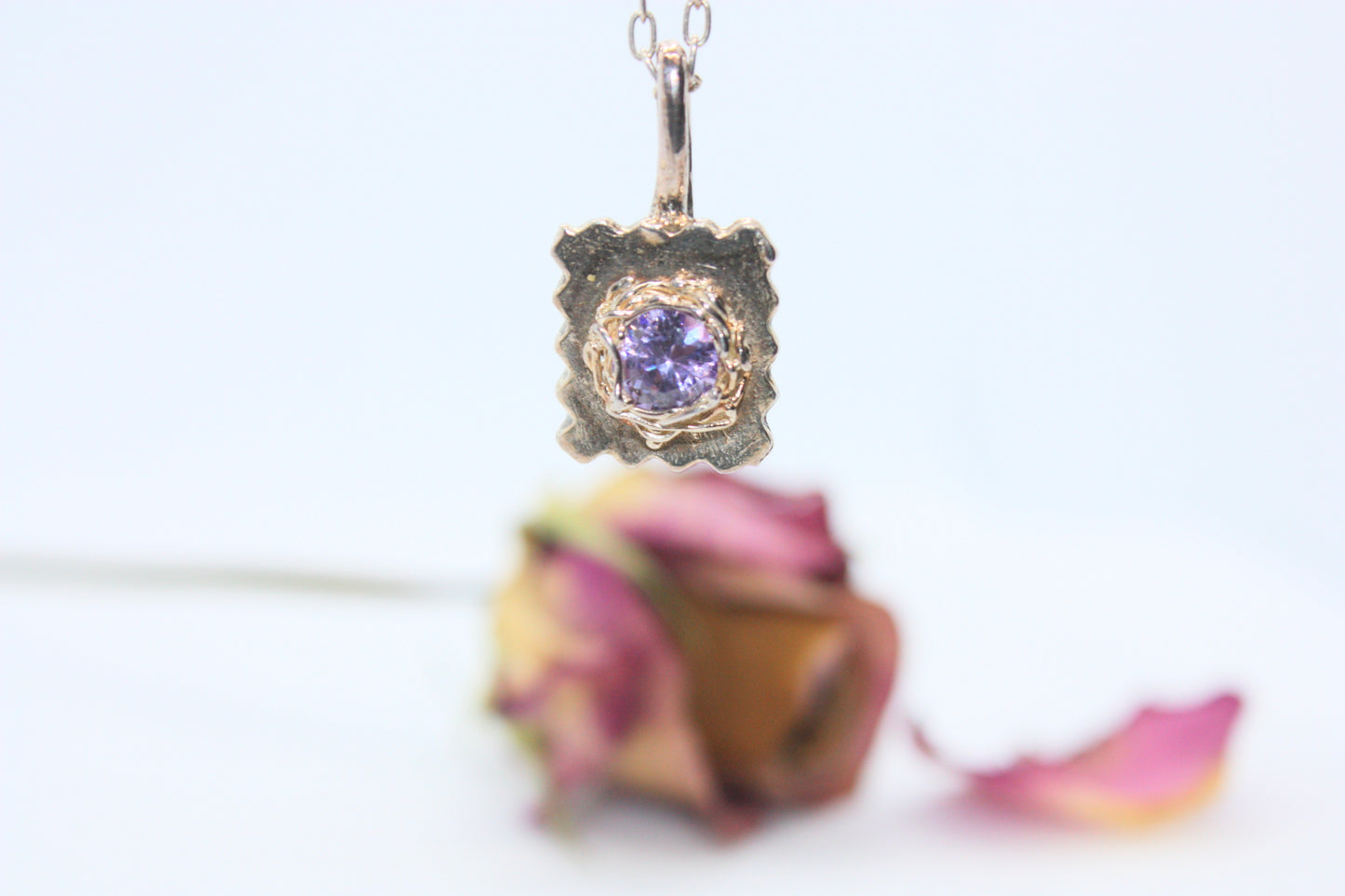 Handmade Fine Silver Pendant "Purple Note" kraftymother.com