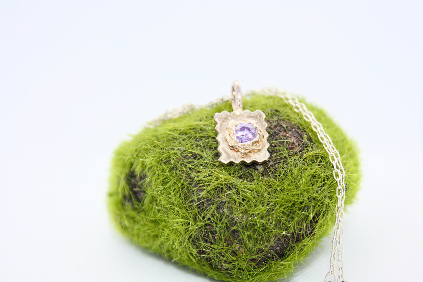 Handmade Fine Silver Pendant "Purple Note" kraftymother.com