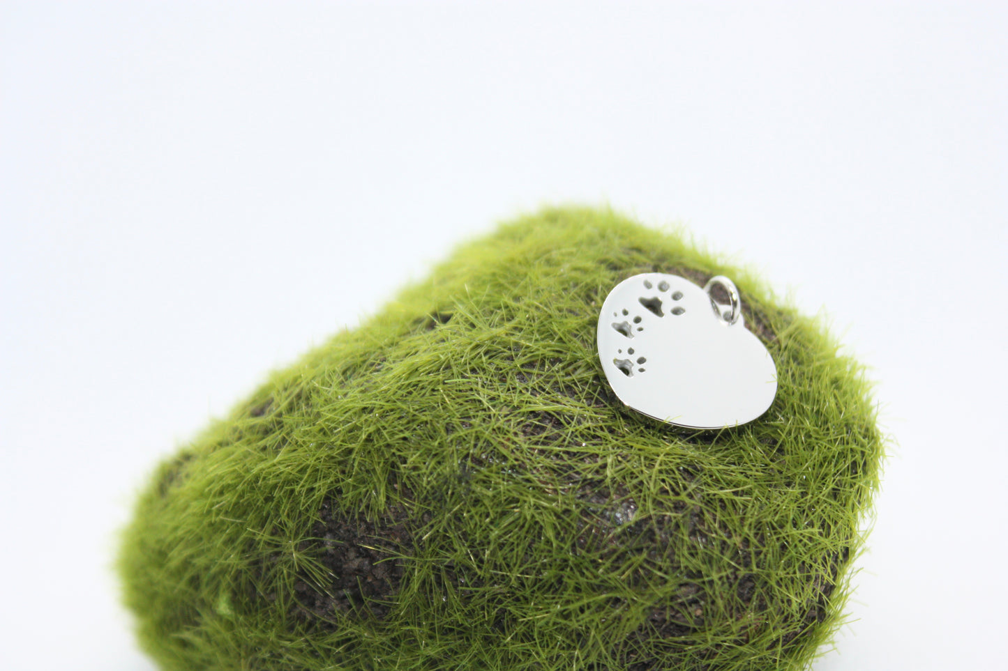 Heart Pet Tag with Paws Prints