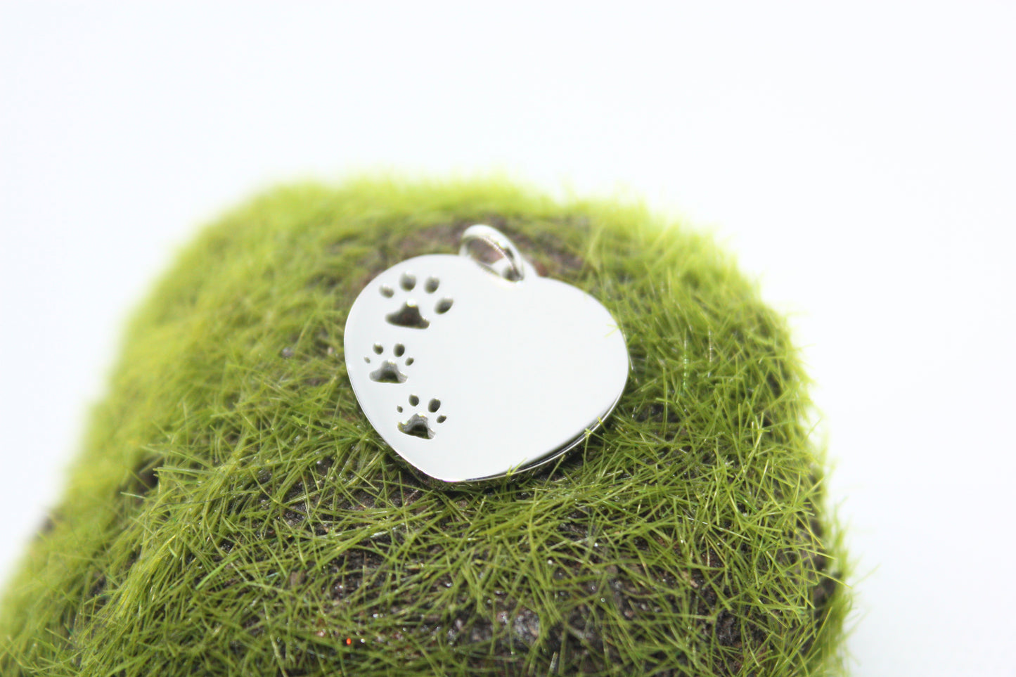 Heart Pet Tag with Paws Prints