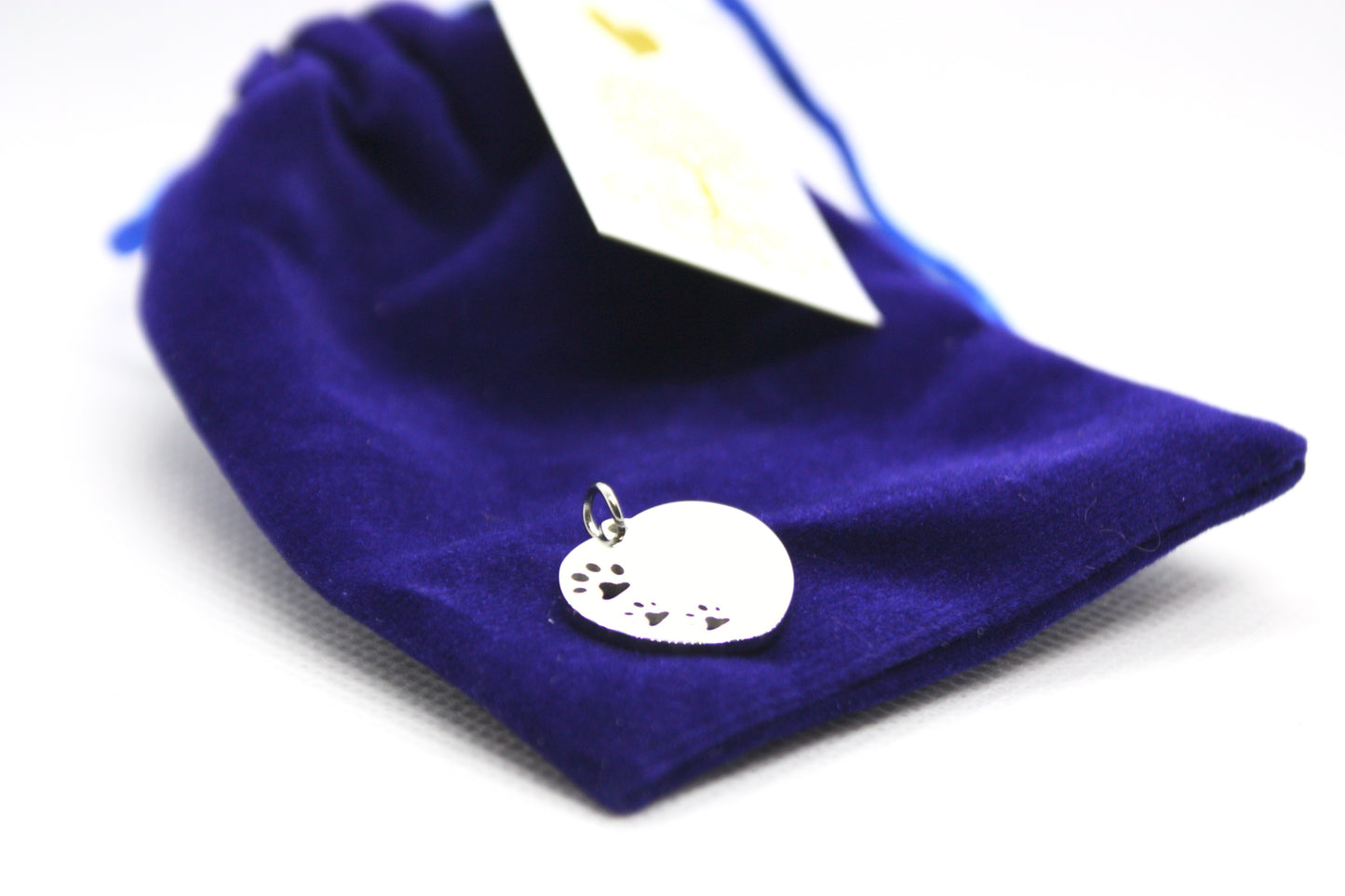 Heart Pet Tag with Paws Prints