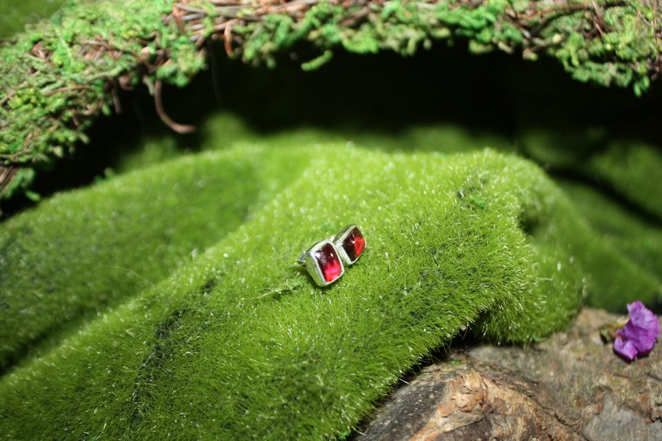 Garnet Sterling Silver Earrings
