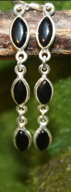 Black Onyx Sterling Silver Earrings.