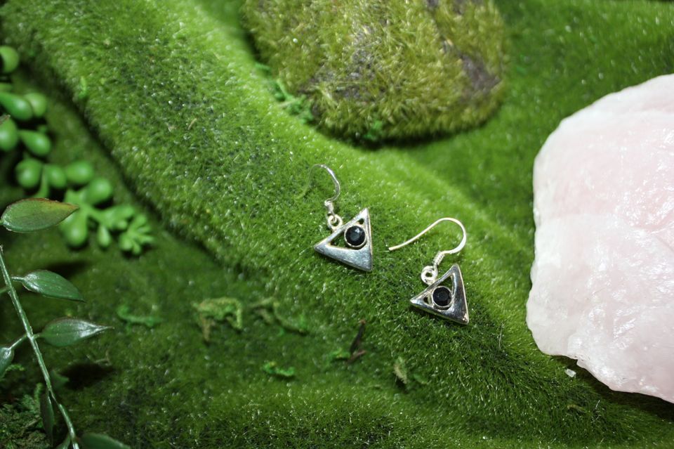 Black Onyx Sterling Silver Earrings.